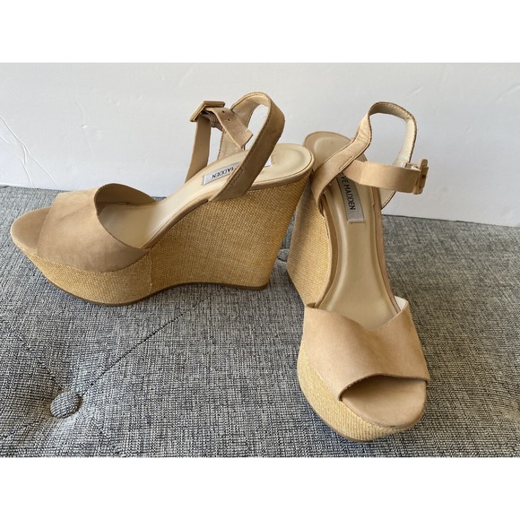 Steve Madden Citrus Platform Wedge Sandals Size US 8.5 In Nude - Picture 3 of 9